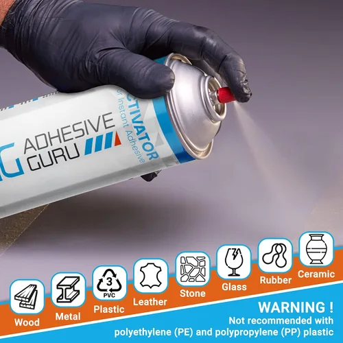 Vista 5 de Adhesive Guru CA Glue Accelerator Spray (2 x 6.75 onzas líquidas) Activador de aerosol para súper pegamentos – No es un pegamento por sí mismo