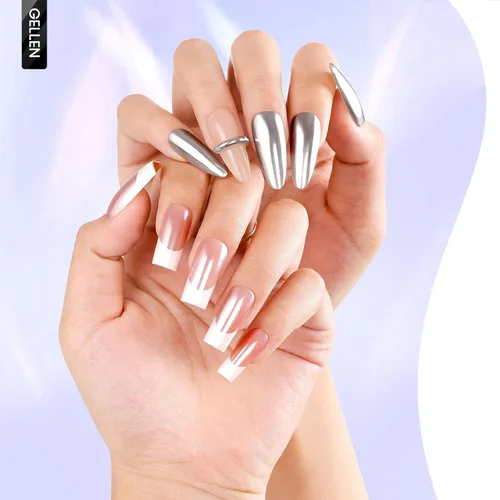 Vista 6 de GELLEN - Capa superior de gel cromado, para esmalte de gel en polvo de uñas, curado UV