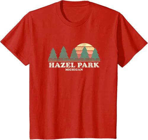 Vista 3 de Hazel Park MI - Camiseta vintage con diseño retro de los años 70, Azul / Patchwork, S