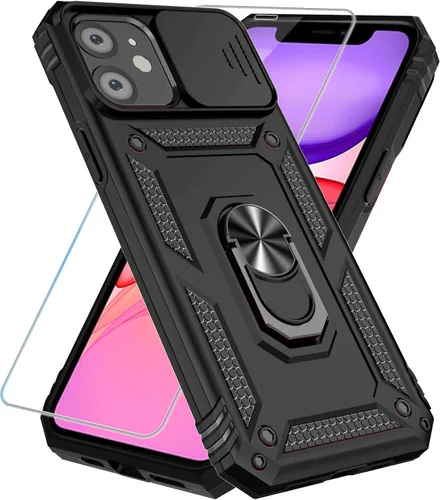 Vista 33 de Funda para teléfono SunStory para iPhone 11 con protector de pantalla HD y cubierta deslizante para la cámara y soporte giratorio con anillo