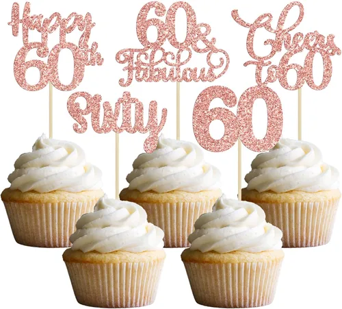 Vista 15 de Paquete de 30 adornos para cupcakes con purpurina de doble dígito para cumpleaños de 10 años, para cumpleaños, aniversario, fiesta, suministros