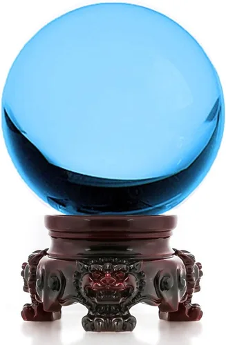 Vista 6 de Amlong Crystal - Bola de cristal ámbar de 3 pulgadas (80 mm) con base de resina de león arcoíris y caja de regalo para bola decorativa, fotografía