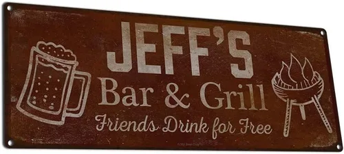 Vista 63 de Adam's Bar and Grill Friends Drink for Free, cartel de aluminio de 5.75 x 15.5 pulgadas, accesorios personalizados para bar y decoración de pared