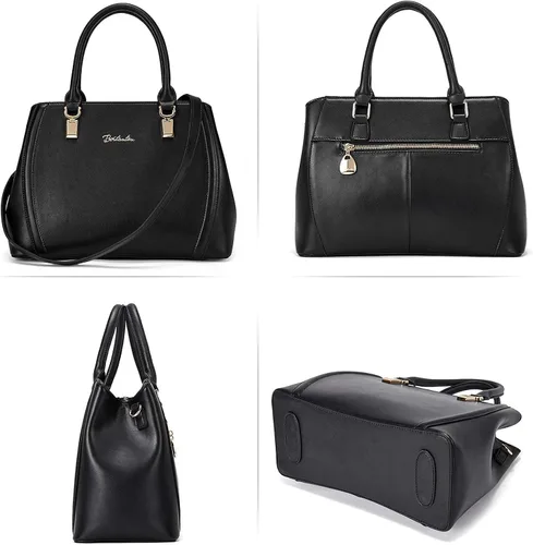 Vista 4 de BOSTANTEN Bolso de cuero para mujer, diseño de asa superior, bolso de hombro, bolso de Crossbody negro y para mujer, carteras de cuero RFID bloqueo