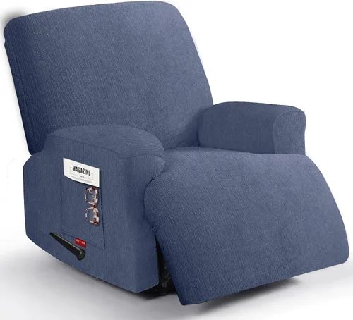 Vista 48 de 3 fundas elásticas para sillas reclinables, fundas de tela de felpa y protectores duraderos de muebles para niños y mascotas (1 plaza, negro)