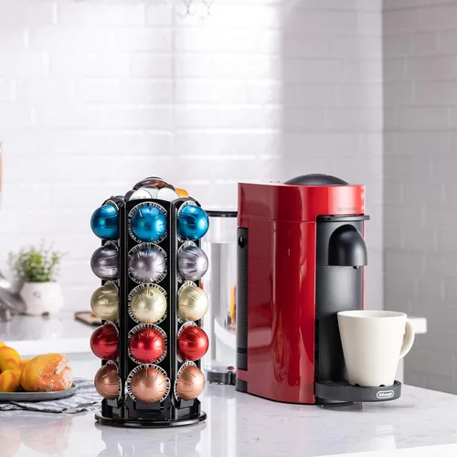 Vista 6 de Soporte de almacenamiento para cápsulas de café Nespresso Vertuo para 30 cápsulas con giros silenciosos de 360 grados, soporte para carrusel de Más