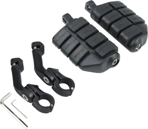 Vista 22 de TCT-MOTORPARTS Estriberas de pie de carretera de montaje largo para Harley Electra Glide, todo con protectores de motor de 1-1/4 pulgadas 1.25 Negro