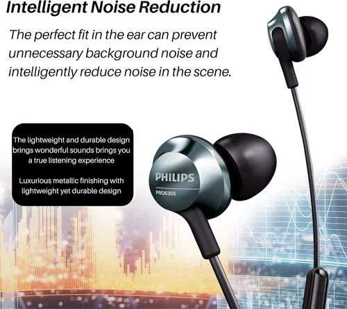 Vista 3 de Philips Auriculares profesionales con cable con micrófono, auriculares de audio de alta resolución con cable, ligeros y cómodos auriculares