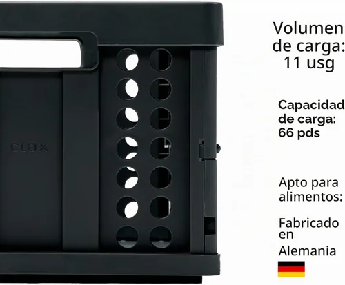 Vista 2 de Clax® caja caja plegable cesta 48 cuartos de galón (12 galones) negro