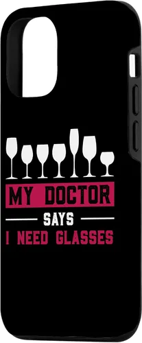 Vista 2 de iPhone 12/12 Pro Wine Lovers Pun Funny Drinking My Doctor Says I Need Glasses Case