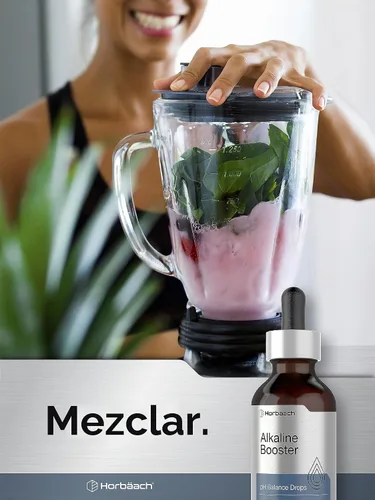Vista 7 de Gotas de agua alcalinas Horbaach 2 onzas líquidas Suplemento de equilibrio de pH Potenciador con minerales Sin OMG y sin gluten