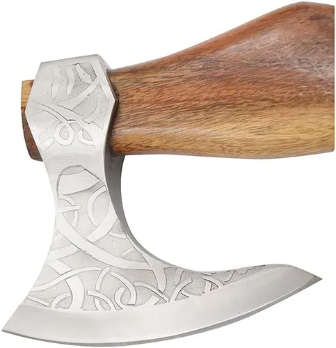 Vista 3 de Medieval Warrior Hacha Tomahawk Viking Tomahawk hecha a mano forjada a mano personalizada-hacha de caza-hacha de camping. (diseño)