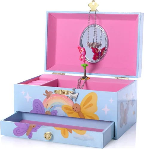 Vista 10 de The Memory Building Co Caja de joyería musical de bailarina, reproduce melodía clásica, caja de música con almacenamiento para niños de 6 a 12 años