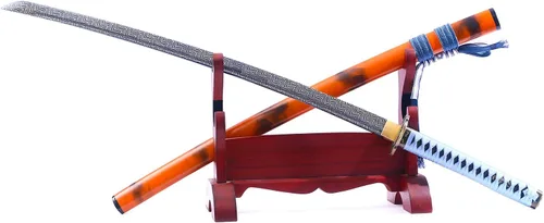Vista 8 de Katana japonesa funcional de metal real, espada samurai de acero de alto carbono 1060, hoja de espiga completa, 41 pulgadas
