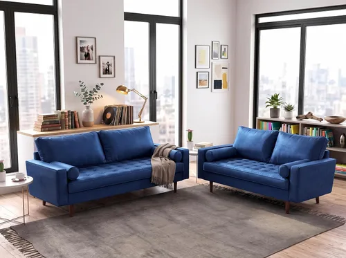 Vista 46 de Container Furniture - Sofá de piel sintética para la sala de estar moderna con cojines extraíbles y patas de madera maciza, sofá estilo lujoso