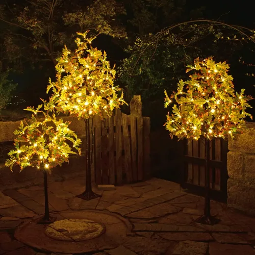 Vista 7 de Lightshare Árbol de roble iluminado de 4 pies con 48 LED, color blanco cálido, vegetación artificial con luces para boda, vacaciones, hogar, fiesta