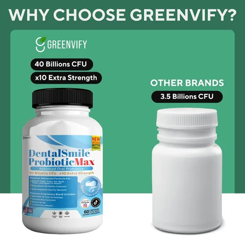 Vista 9 de DentalSmile ProbioticMax, suplemento probiótico oral avanzado, 40 mil millones de UFC, 60 cápsulas, sin gluten (1)