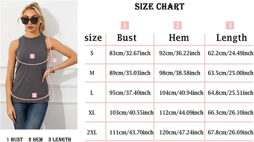Vista 5 de Langwyqu Camisetas sin mangas con cuello redondo para mujer, estilo casual, holgadas, para verano