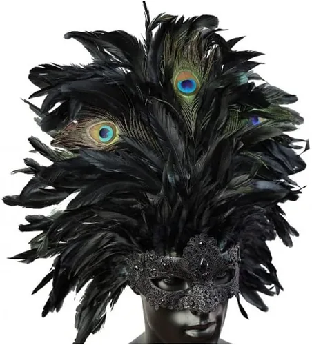 Vista 2 de STORM BUY Disfraz de plumas venecianas para mujeres y niñas, máscara de Mardi Gras para mascarada, Halloween, cosplay, boda, fiesta de graduación