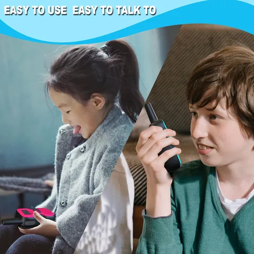 Vista 4 de Walkie Talkies para niños 3Pack de largo alcance: juguetes para niños de 8 a 12 años - regalos para niñas de 6 a 8 y 8 a 10 años Walky Talky