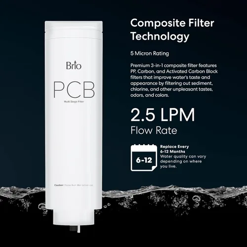 Vista 3 de Brio Reemplazo del filtro de agua de 3 etapas para sistemas de filtración ROSL500 y ROSL500WHT