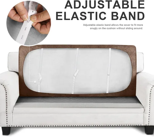 Vista 4 de Fundas de cojín tipo cuero para sofá, juego de fundas protectoras de muebles para sillón seccional, sofá biplaza de tela de elastano elástica