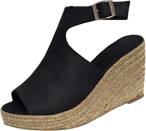Vista 2 de YOWUP Sandalias de cuña para mujer, sandalias elegantes de verano, sandalias de cuña para mujer, sandalias de playa transpirables 2023, zapatos