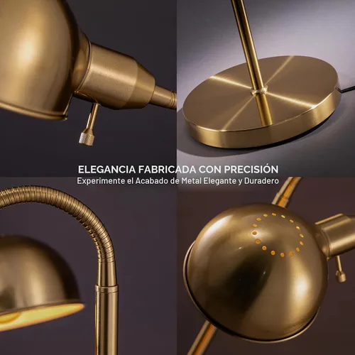 Vista 6 de O'Bright - Lámpara de pie ajustable con cuello de cisne flexible y pantalla giratoria, enchufe E26, base de 10 pulgadas, ideal para leer, mesita