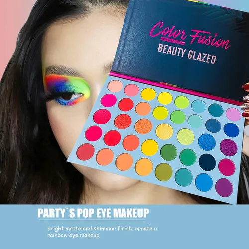 Vista 3 de Paleta de Sombra de Ojos Fusión de Colores Altamente Pigmentada 39 Tonos Rosa Púrpura Mate y Brillantes, Paleta de Maquillaje, Sombra de Ojos