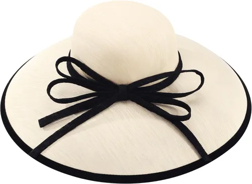 Vista 2 de VINTAGEHAT Celebrity Kentucky Derby Fascinators - Large Brim Hepburn Hats Lace Bowknot Cloche Church Hats for Women