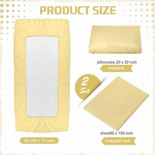 Vista 2 de Moukeren Juego de sábanas de hospital, 6 piezas, sábana bajera ajustable de bolsillo profundo de 36 pulgadas con elástico en todo el contorno, Beige