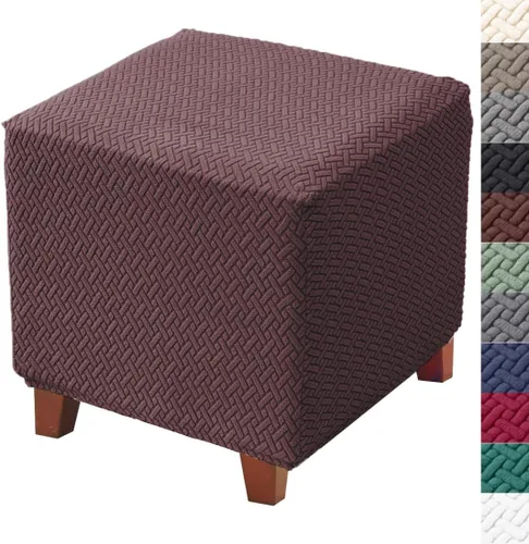 Vista 17 de Bifaun Vogel - Funda otomana, fundas elásticas de jacquard con parte inferior elástica, fundas de almacenamiento plegables gruesas para reposapiés