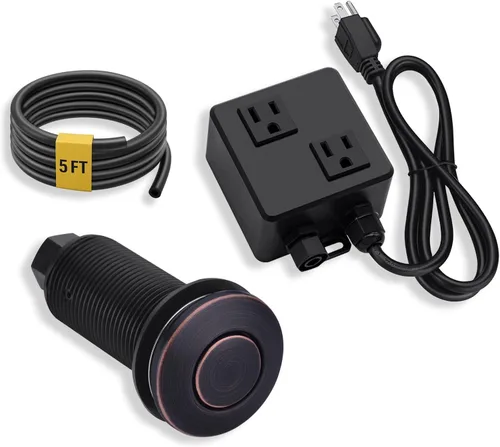 Vista 18 de BESTILL Kit de interruptor de aire superior para eliminación de basura, botón negro mate de 3.6 pulgadas de largo con cubierta de latón, módulo