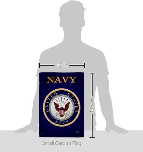Vista 2 de Breeze Decor Bandera de jardín de 13 x 18.5 pulgadas, con licencia oficial de las Fuerzas Armadas de los Estados Unidos de la Marina de los Estados