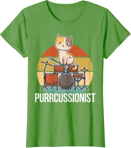 Vista 4 de Funny Percussion Drummer Drumming Drums Saying I Kitten Cat Camiseta, Negro, S