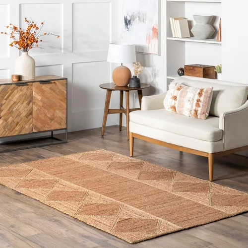 Vista 11 de nuLOOM Aletta - Alfombra geométrica de yute de 5 x 8 pies para comedor, alfombra neutra, alfombra para sala de estar, cocina, color natural
