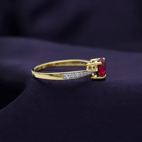 Vista 5 de AFFY Anillo de compromiso con corazón solitario de oro amarillo de 14 quilates sobre plata de ley