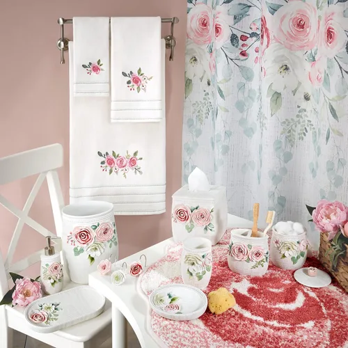 Vista 5 de Avanti Linens - Toalla de dedos, toalla de algodón 100% suave y absorbente, decoración floral para el hogar (jardín de primavera)