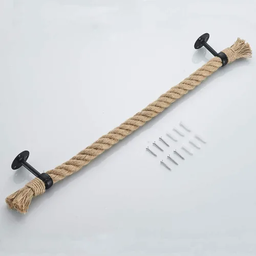 Vista 5 de YJ YANJUN Toallero náutico negro accesorios náuticos para baño, decoración de baño náutico, toalleros de cuerda para baño montado en la pared