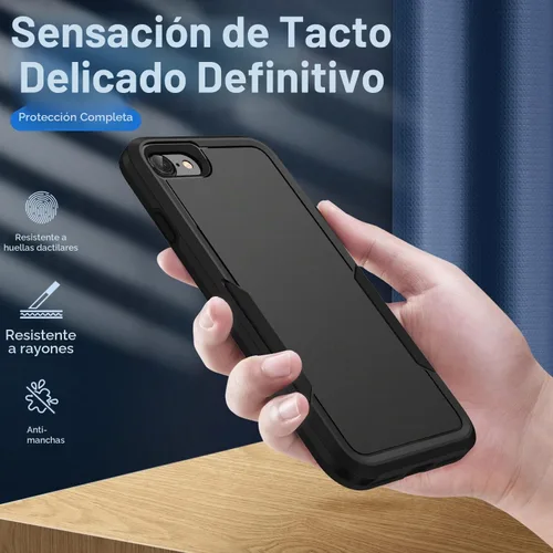 Vista 3 de Funda para iPhone SE 2022 (3ª)/2020 (2ª)/iPhone 7/8, con protector de pantalla, [prueba de caídas de grado militar], resistente, resistente, a Negro