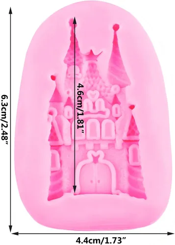 Vista 2 de Moldes de silicona para fondant de castillo de cuento de hadas para decoración de tartas, decoración de cupcakes, pasta de goma de caramelo