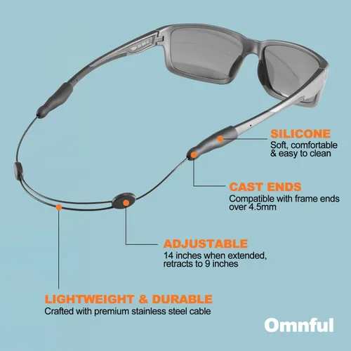 Vista 5 de Correa para gafas, correa ajustable sin cola para lentes de sol y gafas, correas de cable, soportes para gafas alrededor del cuello, cordón