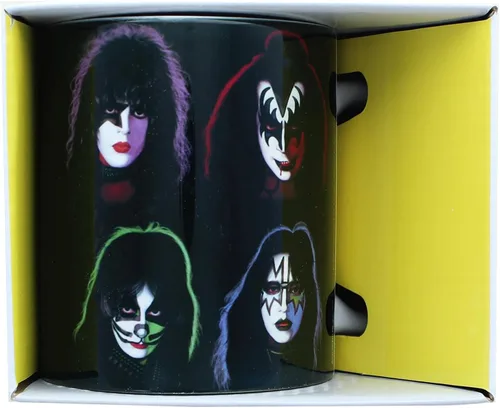 Vista 2 de NMR KISS Band Portraits - Taza de cerámica de 11 onzas, color negro, talla única