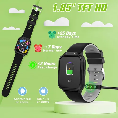 Vista 7 de Reloj inteligente para niños de 1.85 pulgadas con rastreador de fitness, monitor de sueño, más de 22/100 modos deportivos, esfera de bricolaje, IP68