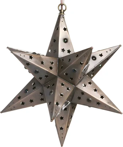 Vista 17 de Estrella de latón colgante de 12 pulgadas con diseño de estrella de Moravia - Estrella cortada con cuentas de mármol