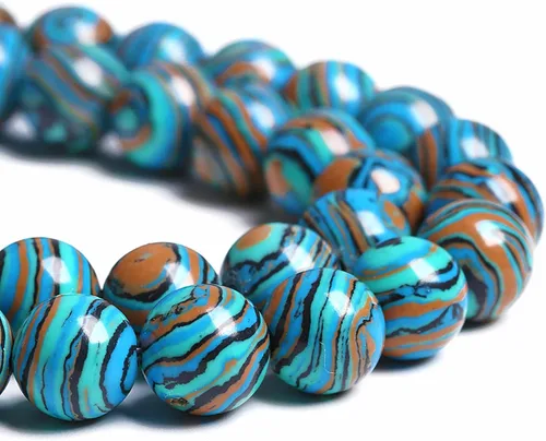 Vista 57 de 60 cuentas sueltas de piedra natural de turquesa africana de 0.236 pulgadas (6 mm) para hacer joyas, pulseras de bricolaje