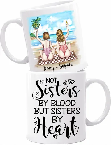 Vista 13 de Taza personalizada para mejor amiga para mujer, con texto en inglés "Best Friends We'll Be Friends Until We're Old Taza para mejor amiga, mejor
