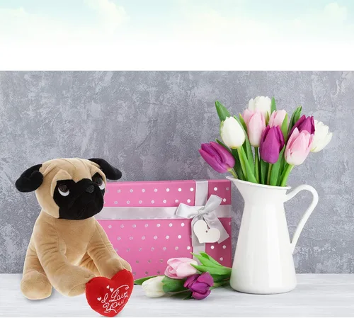 Vista 7 de DolliBu I Love You - Peluche de San Valentín con ojos grandes, lindo animal de peluche con corazón rojo y nombre, regalo personalizado para el día