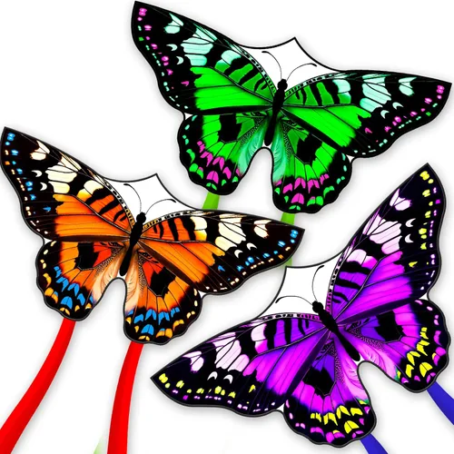 Vista 8 de Mariposa infantil para principiantes, enrollador de alambre de 33 pies, fácil de volar, para viajes a la playa y actividades al aire libre