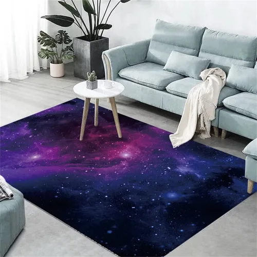 Vista 52 de Alfombra de espacio exterior para habitación de niños, 3 x 5 pies, alfombra Galaxy para dormitorio de niños, suave, antideslizante, sistema solar